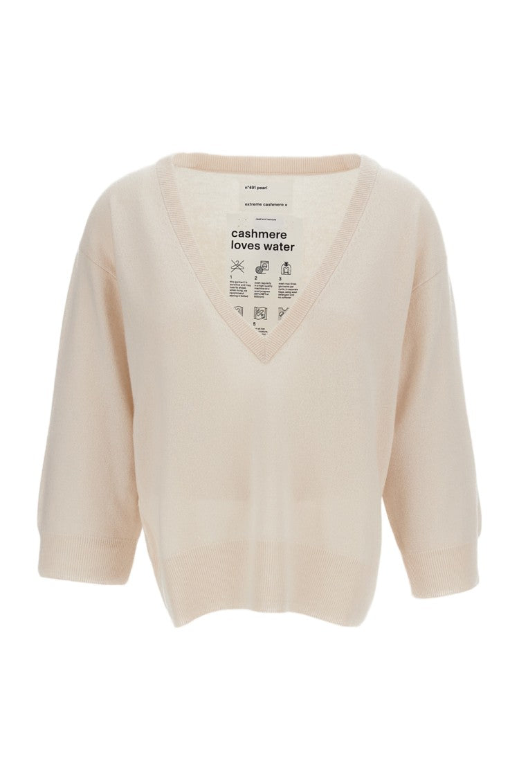 Extreme Cashmere Beige Pearl Cashmere V-Neck Sweater