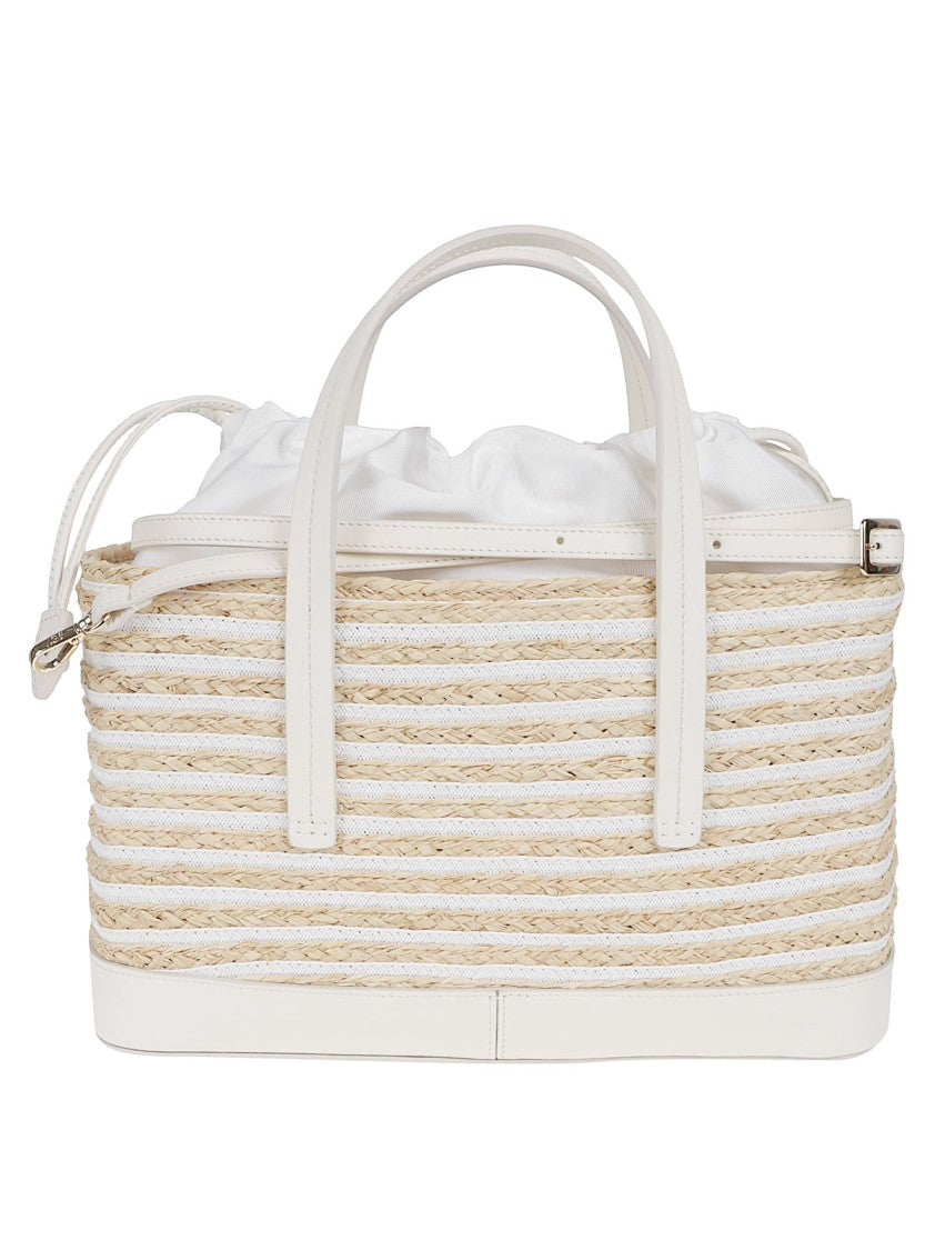 Roger Vivier Structured Handbag With Woven Raffia And Calfskin Accents