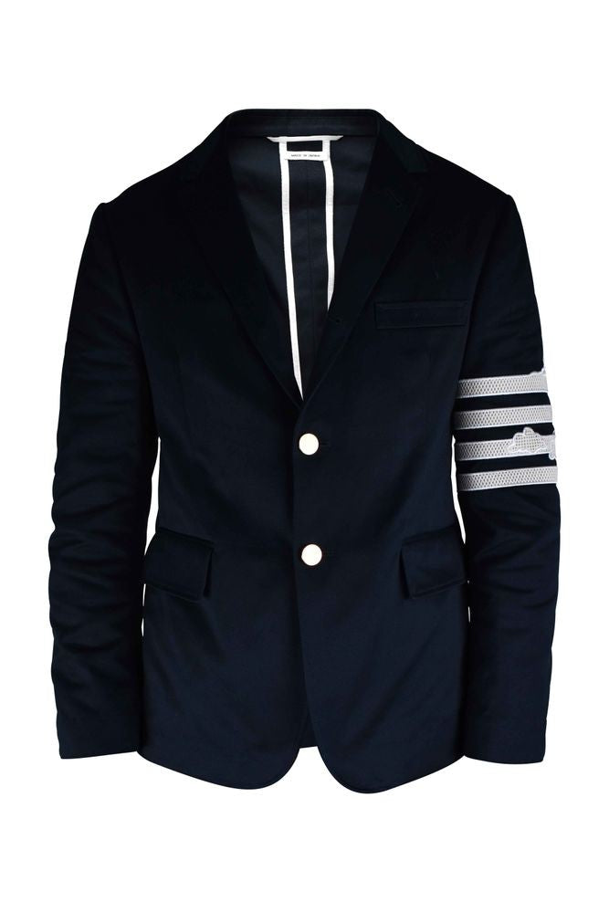 Thom Browne Navy Blue Tailored Suit With Embroidered Accents