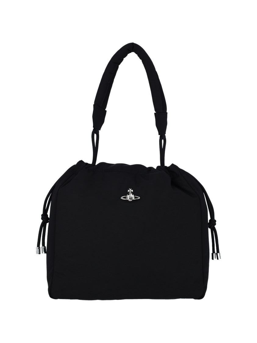 Vivienne Westwood Black Fabric Bucket Bag With Single Handle