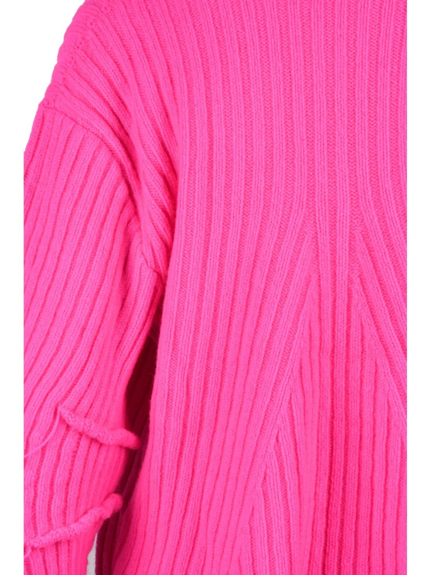 Of Handmade Rose Shock Asymmetric Ribbed Wool-Cashmere Cardigan