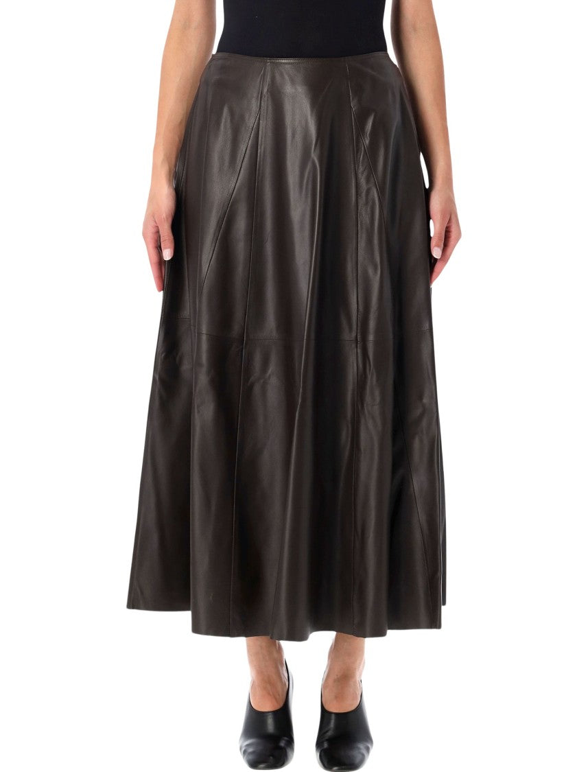 Arma Eleni Pleated Lambskin Leather Maxi Skirt