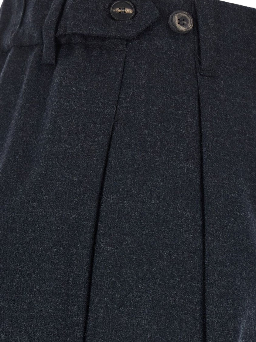 Tela High-Waisted Pleated Wool Straight-Leg Pants