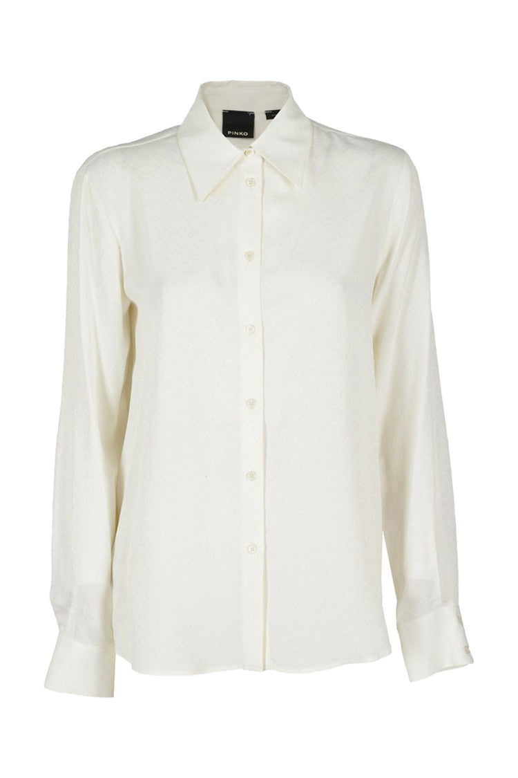 Pinko Refined White Button-Down Shirt Textured Finish