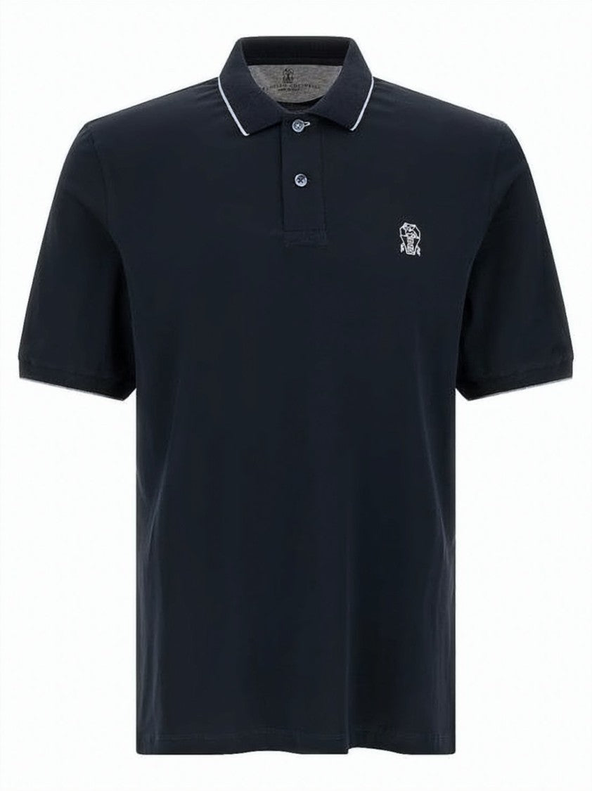 Brunello Cucinelli Short-Sleeve Polo Shirt With Ribbed Collar