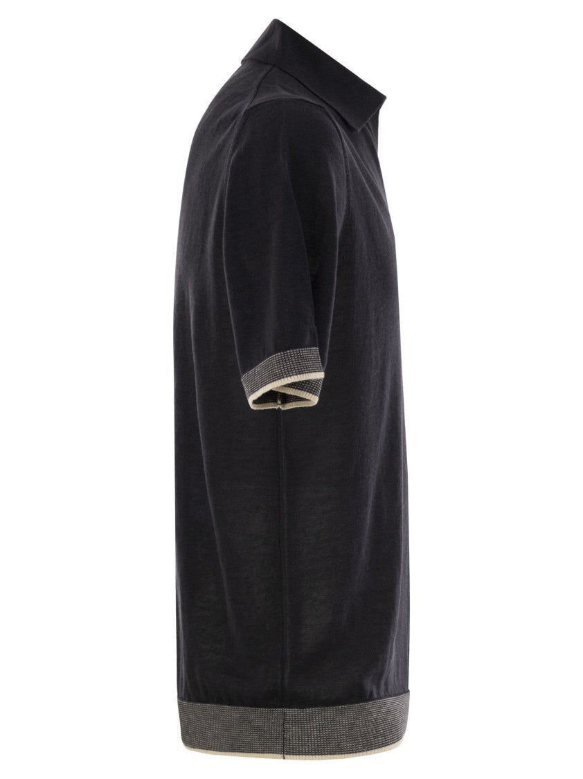 Peserico Polo Shirt In Linen And Cotton Yarn