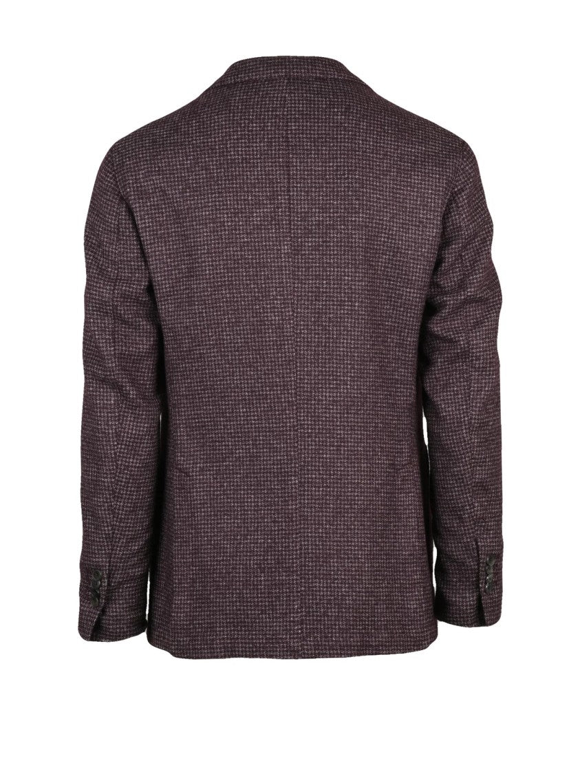 L.B.M. 1911 Rounded Textured Jacket With Notch Lapels And Button Closure