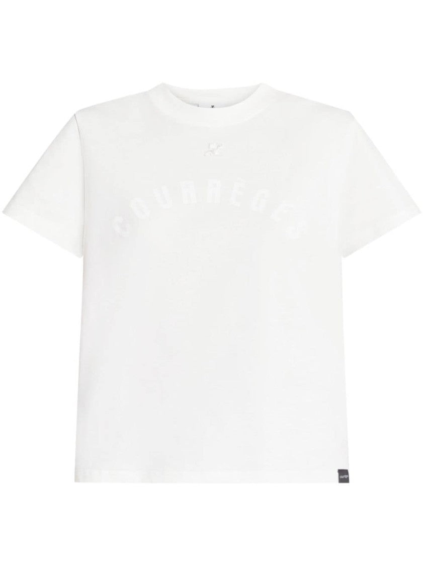 Courrèges Logo-Print Cotton T-Shirt With Iconic Branding