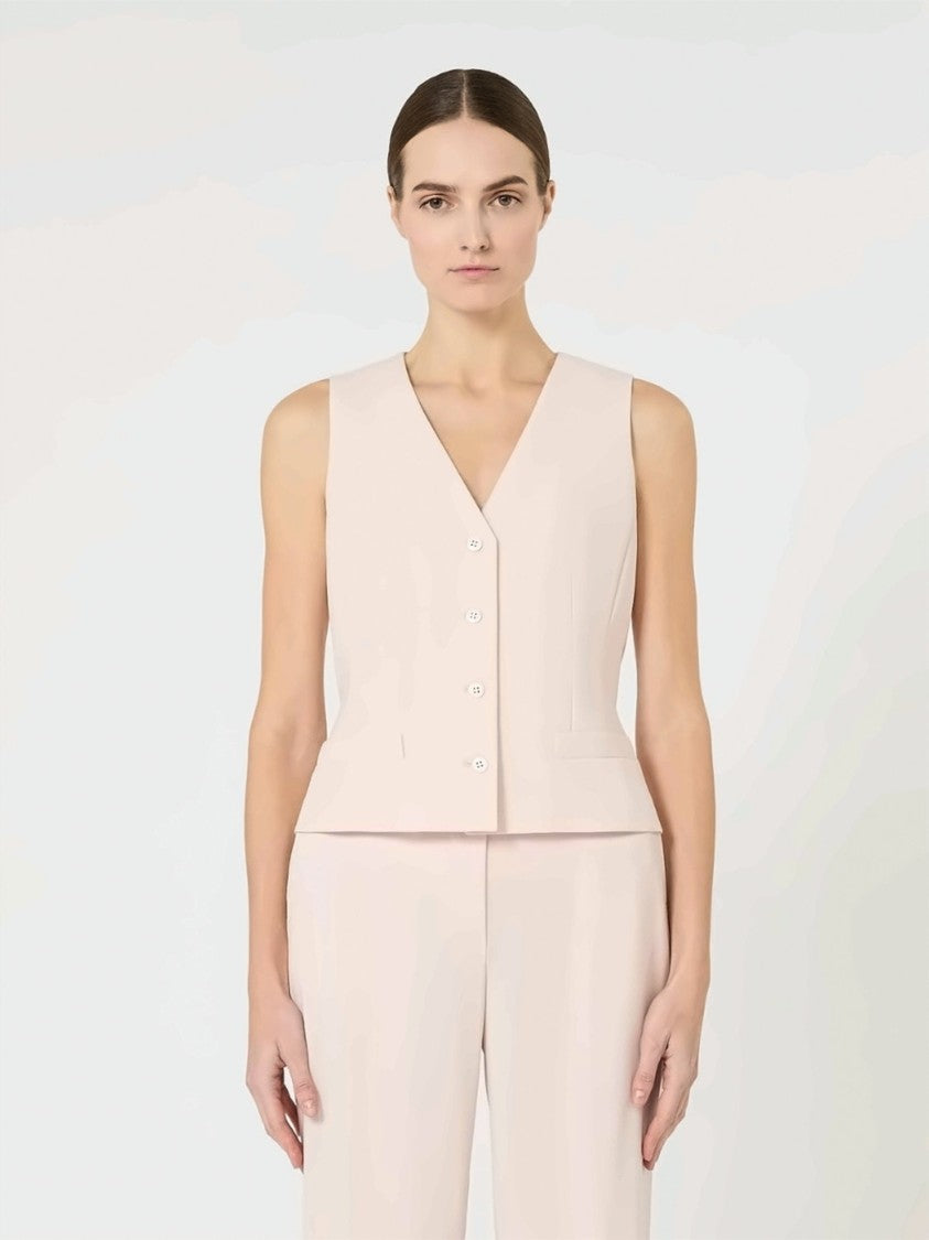 Max Mara Minimalist Tailored Vest With V-Neckline And Adjustable Detail