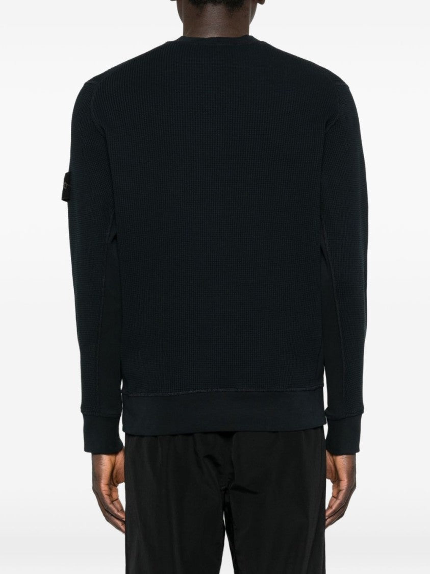Stone Island Long Sleeve Ribbed Pullover With Distinctive Patch