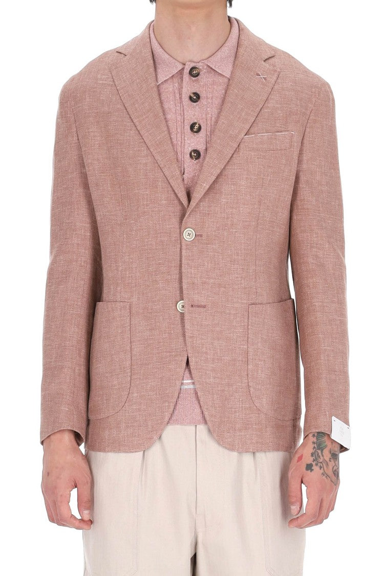 Eleventy Cross-Ply Salmon Linen-Wool-Silk Blazer