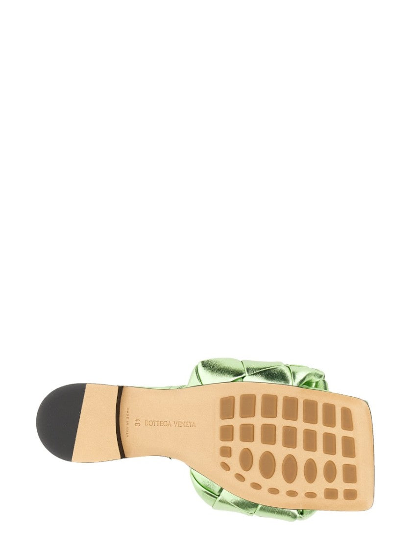 Bottega Veneta Intricate Woven Leather Flat Sandal With Minimalist Appeal