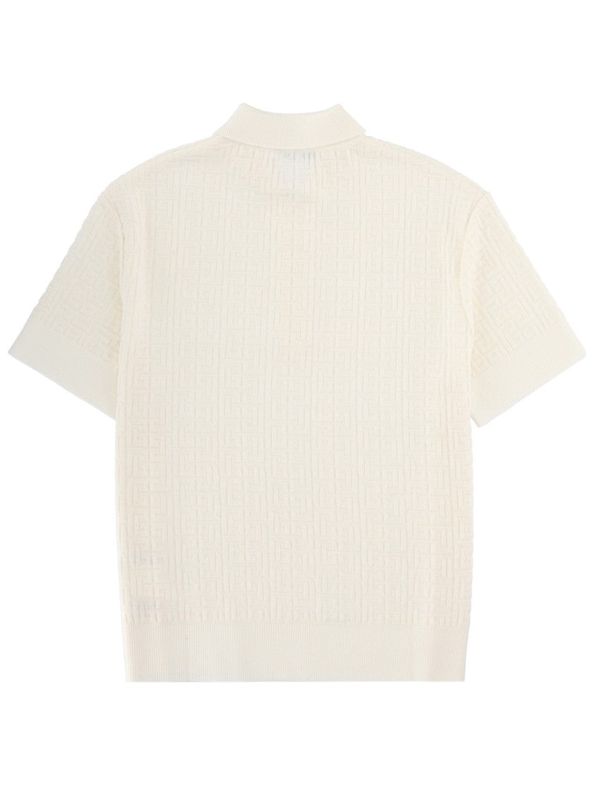 Balmain Balmain Textured Merino Wool Polo Shirt