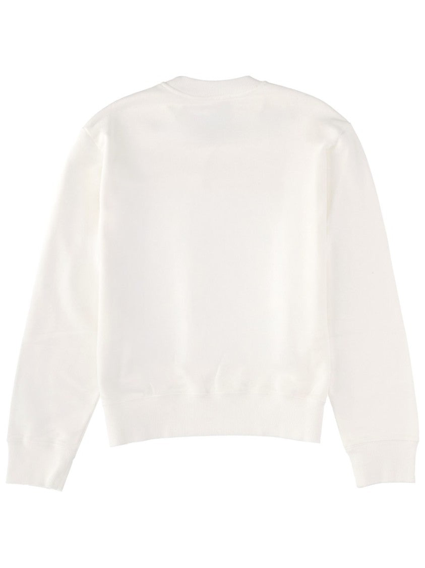 Mm6 By Maison Margiela White Relaxed Logo Cotton Sweatshirt