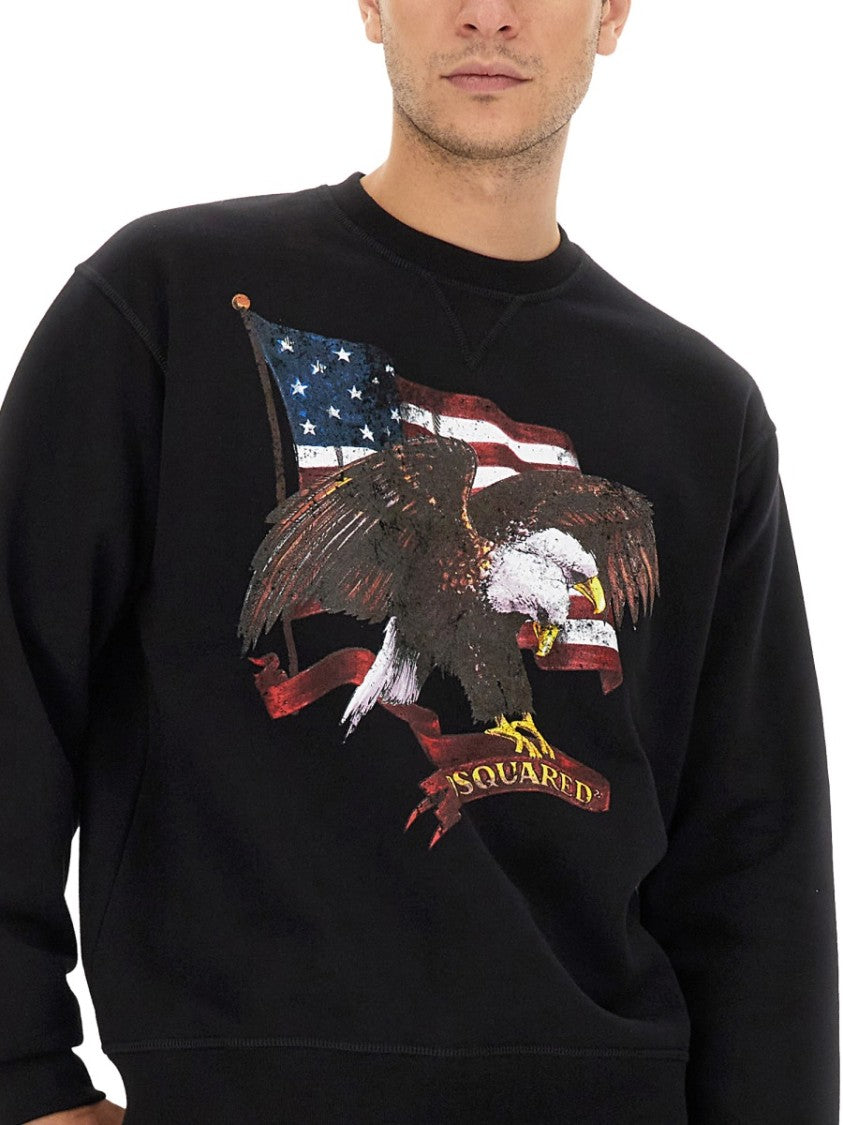 Dsquared2 Cool Fit Sweatshirt With Eagle Graphic Print