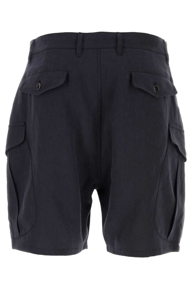 Giorgio Armani Tailored Blue Flax Shorts With Practical Pockets