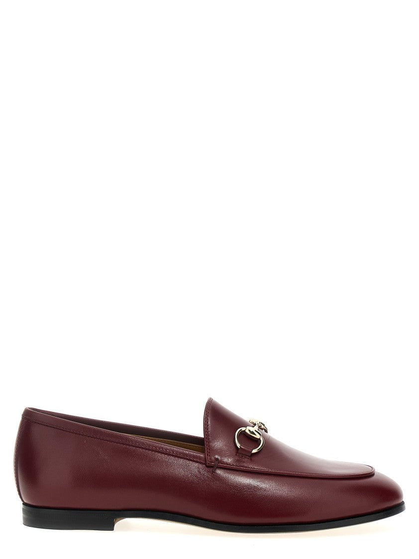 Gucci Burgundy Leather Loafers With Metal Clamp Detail