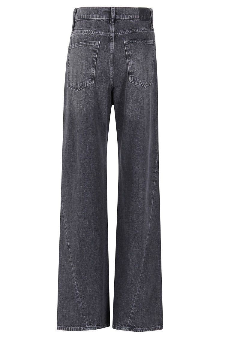 Anine Bing Wide-Leg Washed Black Denim Jeans