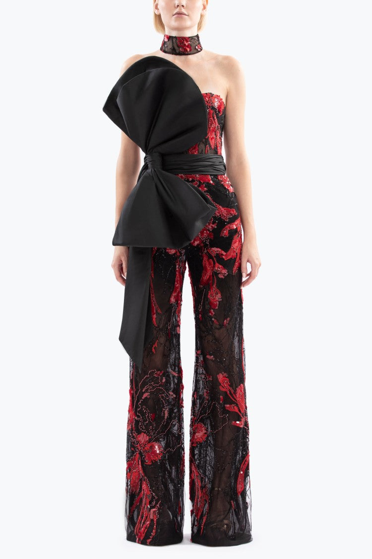 Saiid Kobeisy Embroidered Strapless Jumpsuit