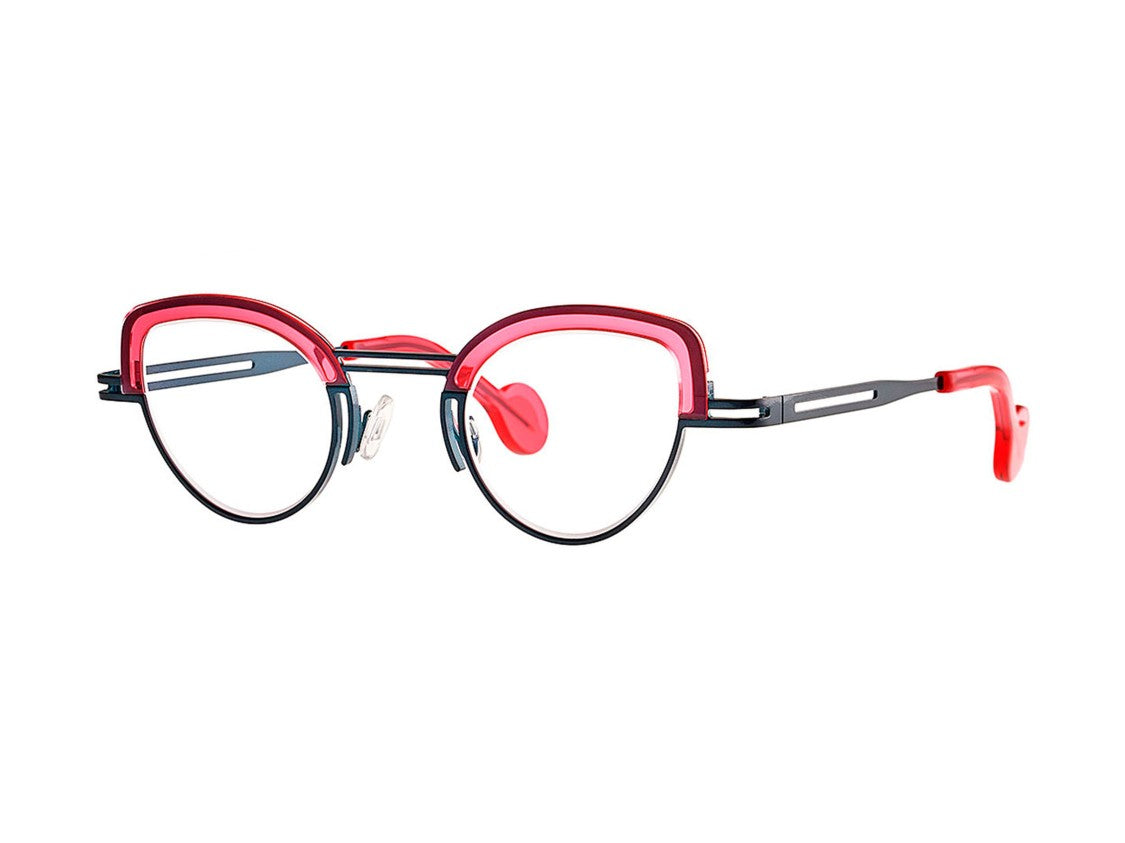 Theo Red Lipstick Metal Cat-Eye Eyeglasses