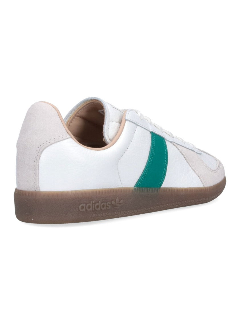 Adidas White Leather Green Stripe Low-Profile Sneakers