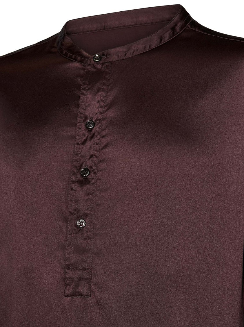 Tom Ford Men's Brown Silk Pajama Henley Shirt