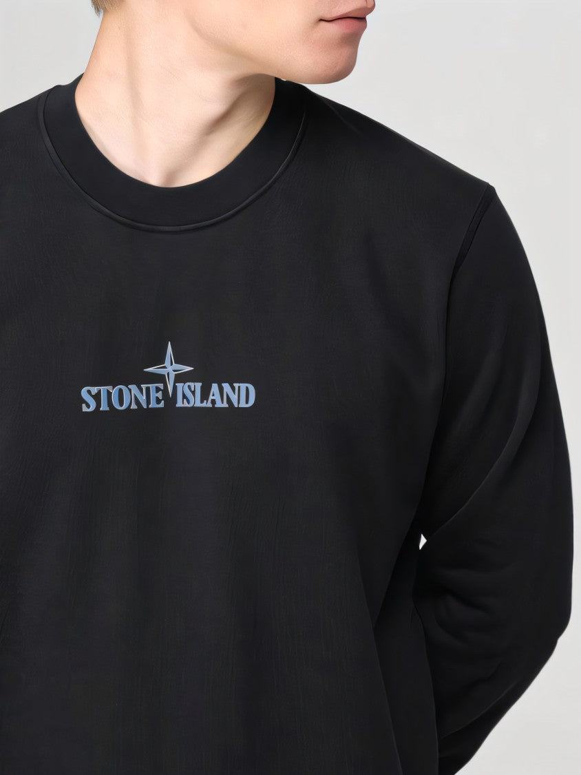 Stone Island Black Cotton Crew Neck Sweatshirt