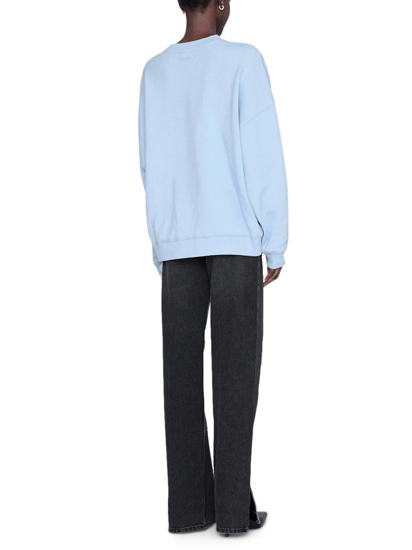 Anine Bing Light Blue Relaxed Fit Sweatshirt With Textured Logo