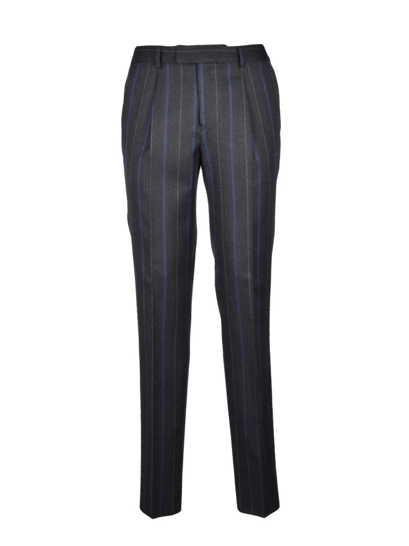 Michele Paoloni Grey Blue Men Virgin Wool Double-Breasted Suit