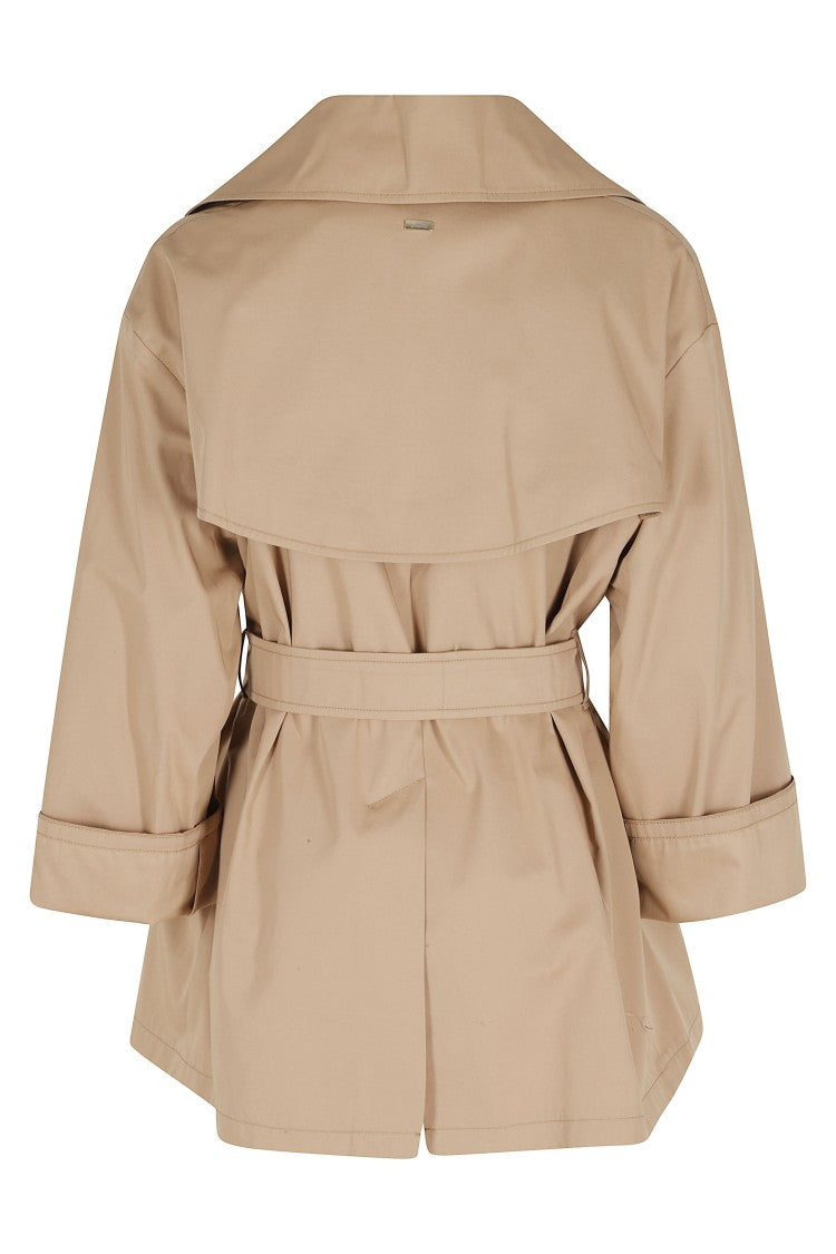Herno Camel Short Trench Belted Cotton Trench Coat