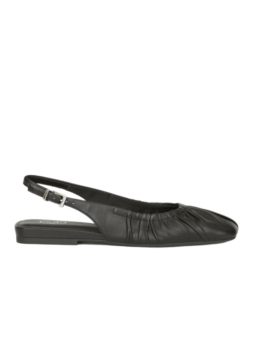 Ash Black Leather Ballet Flat  With Adjustable Slingback Strap