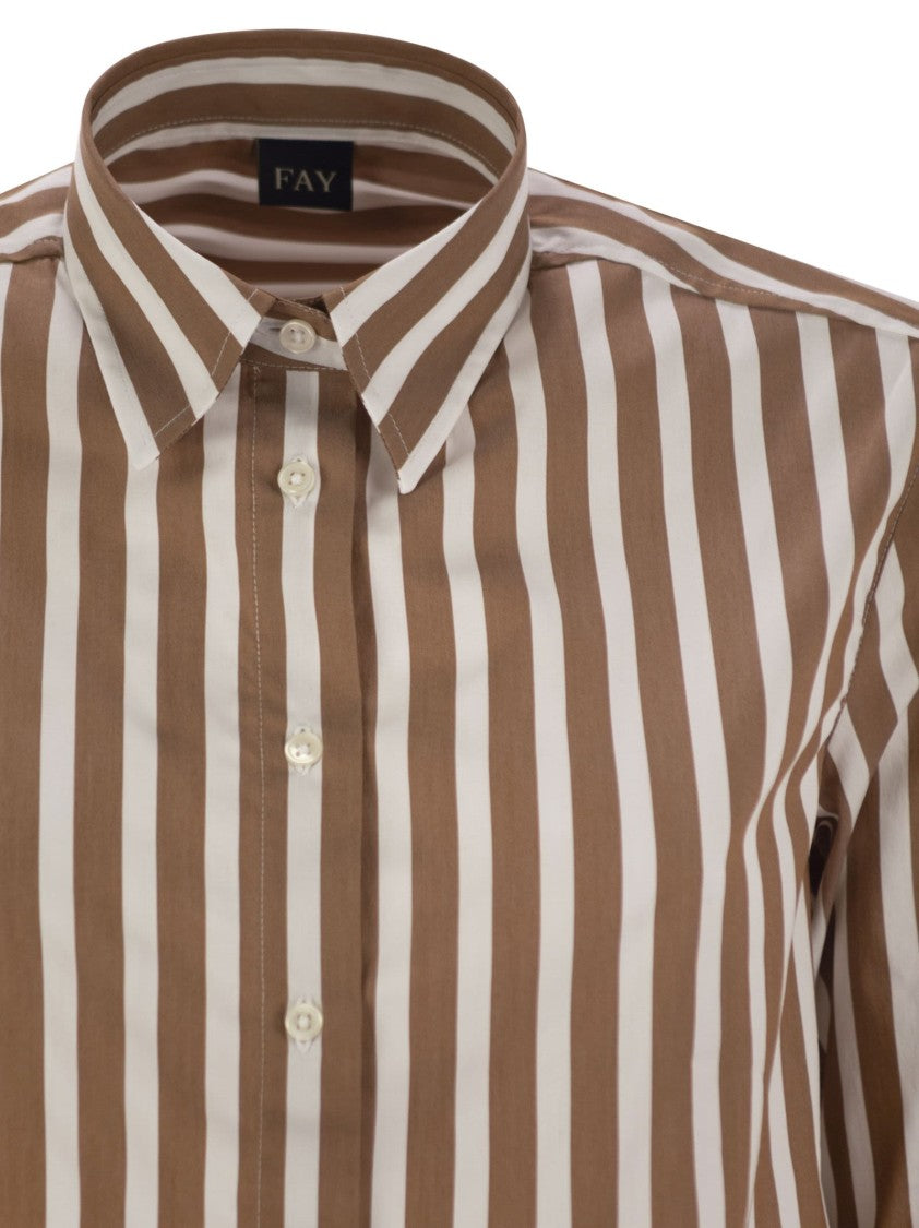 Fay Regular Striped Stretch Cotton Shirt
