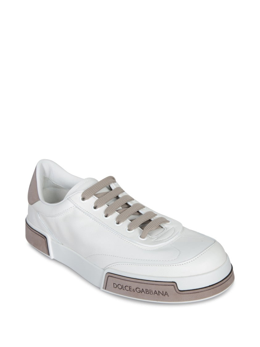 Dolce & Gabbana Leather White Sneakers With Custom Rubber Sole
