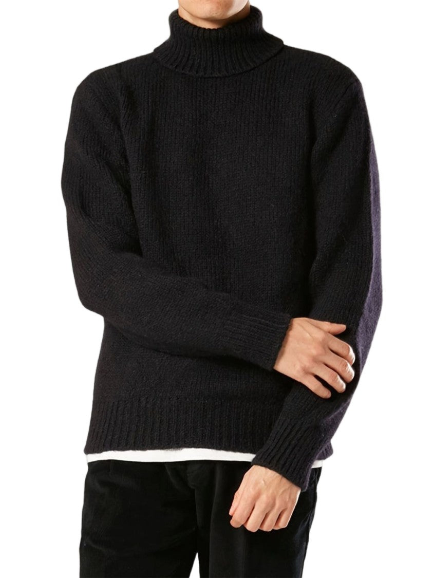 Doppiaa Blue Amintore Ribbed Knit Turtleneck