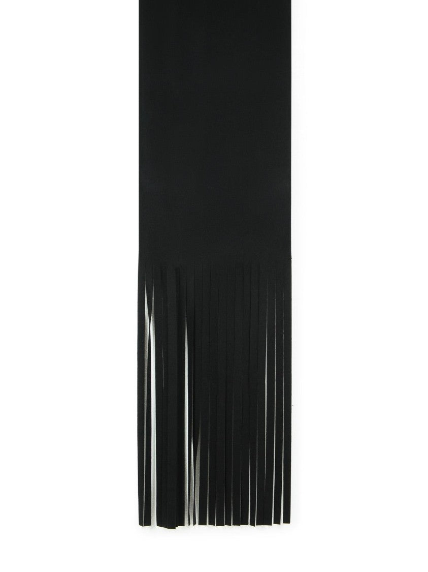 Sportmax Long Scarf With 'Avocado' Fringes In Black Virgin Wool