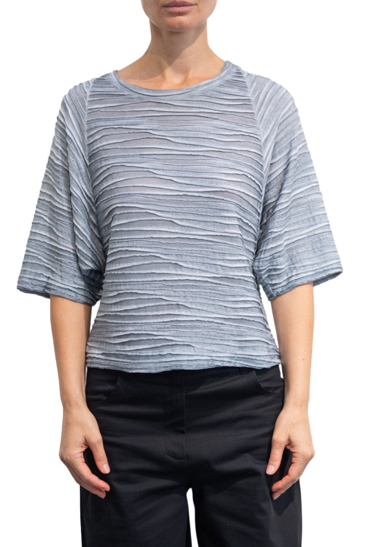Pier Antonio Gaspari Grey Wave Pattern Textured Oversized T-Shirt