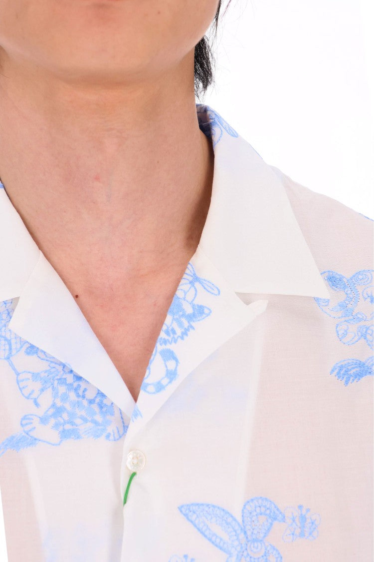 Kenzo Cartoon Hawaiian Embroidered Cotton Casual Shirt