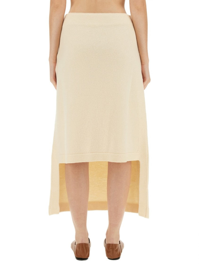 Jil Sander Regular Fit Midi Skirt In Soft Wool