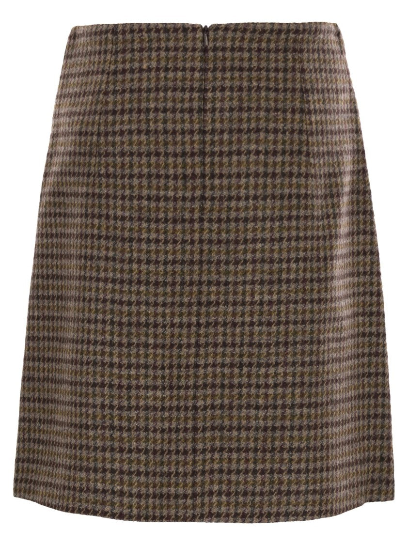 Max Mara Vata - Short Prince Of Wales Wool Skirt