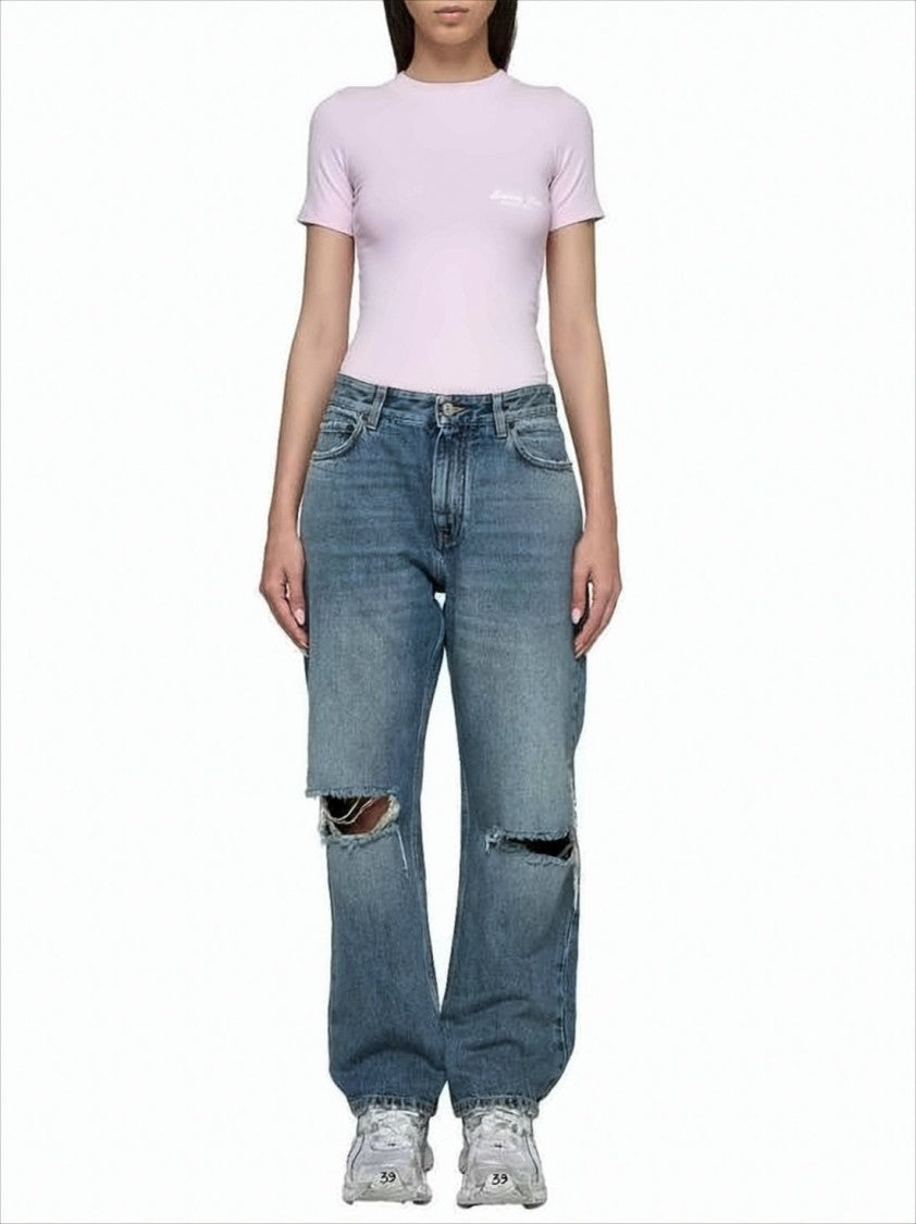 Balenciaga Distressed Denim Pants With Relaxed Fit And Classic Five-Pocket Design