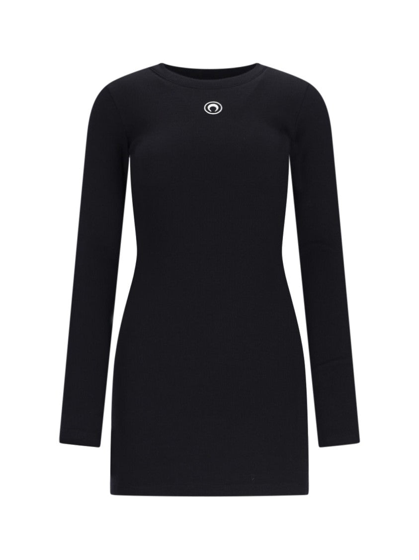 Marine Serre Mini Logo Dress, In Black Cotton