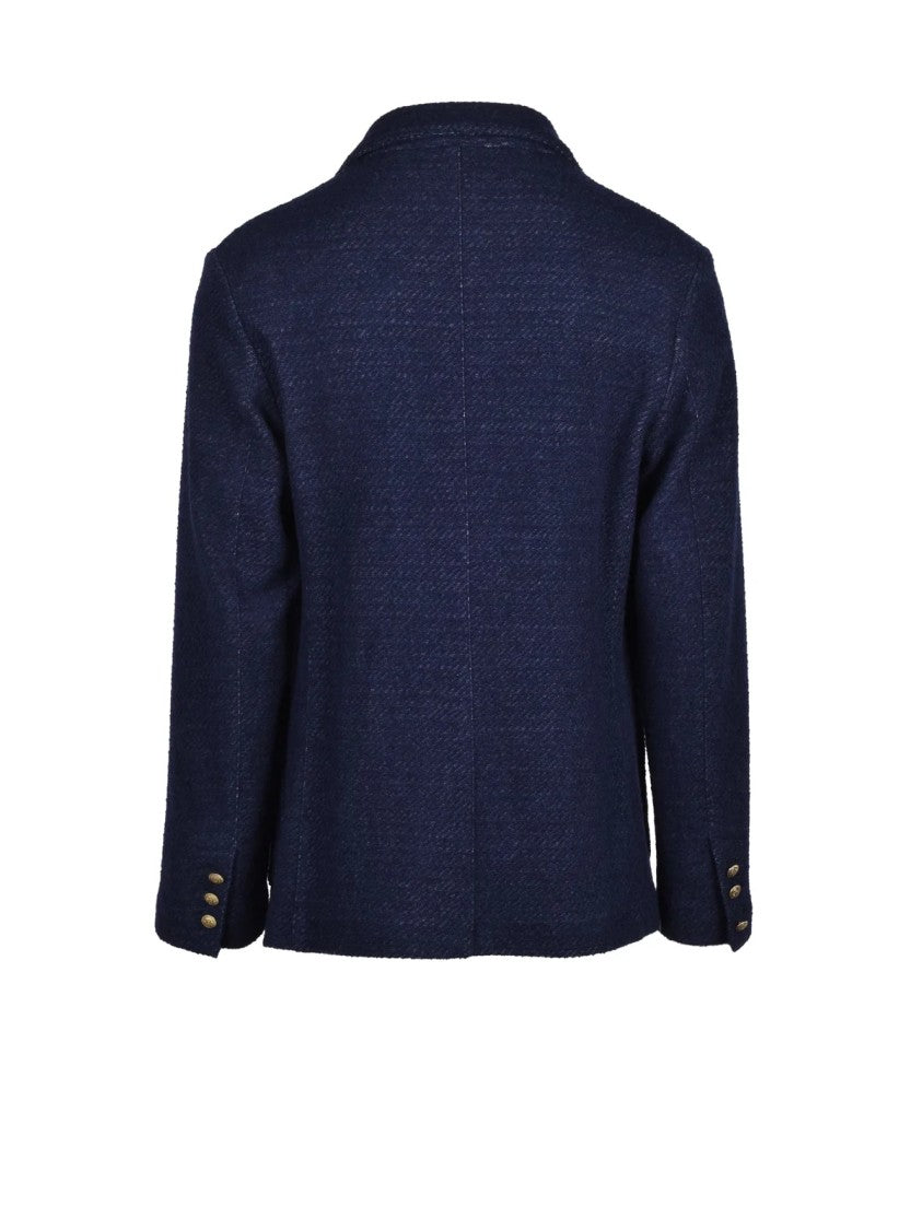 Ballantyne Blue Double-Breasted Textured Virgin Wool-Blend Jacket