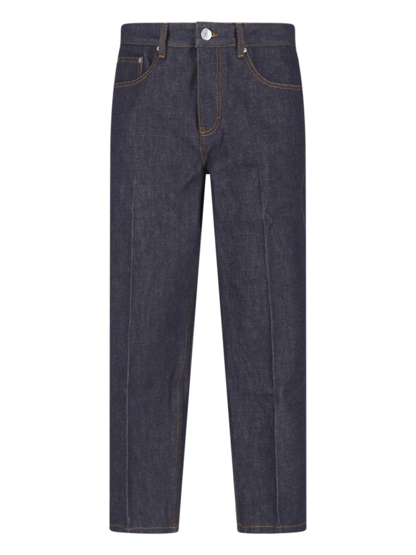 Ami Paris Contrast Stitching Straight-Leg Jeans