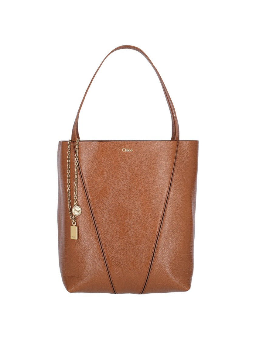 Chloé Brown Spin Pebbled Leather Tote Bag