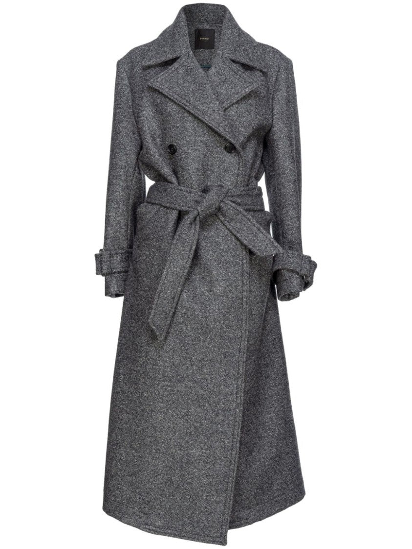 Pinko Double-Breasted Coat With Belted Waist