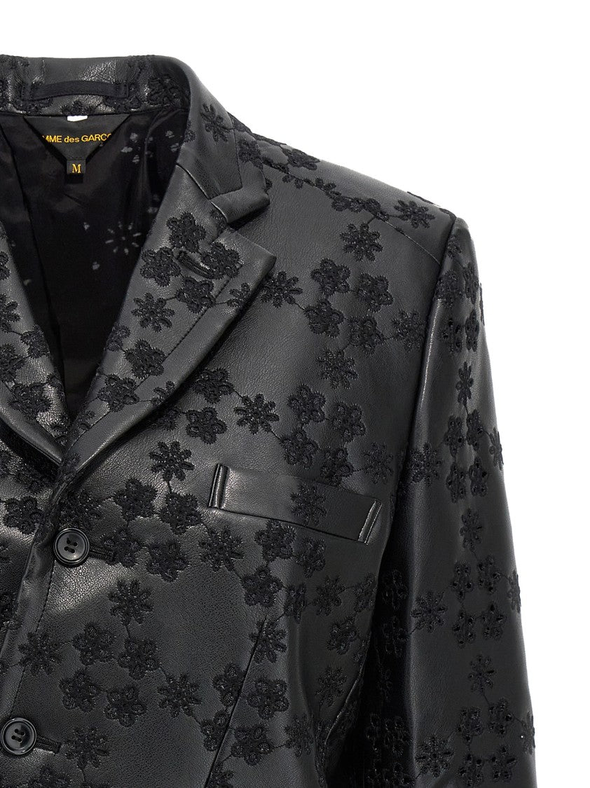 Comme Des Garçons Single-Breasted Blazer With Intricate Embroidery