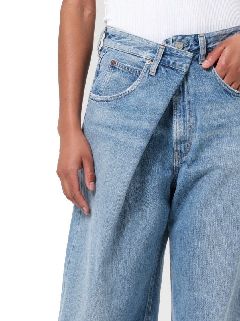Agolde Light-Washed Wide-Leg Jeans With Asymmetrical Closure
