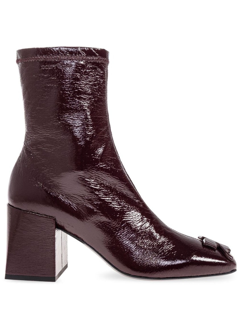 Courrèges Glossy Burgundy Ankle Boots