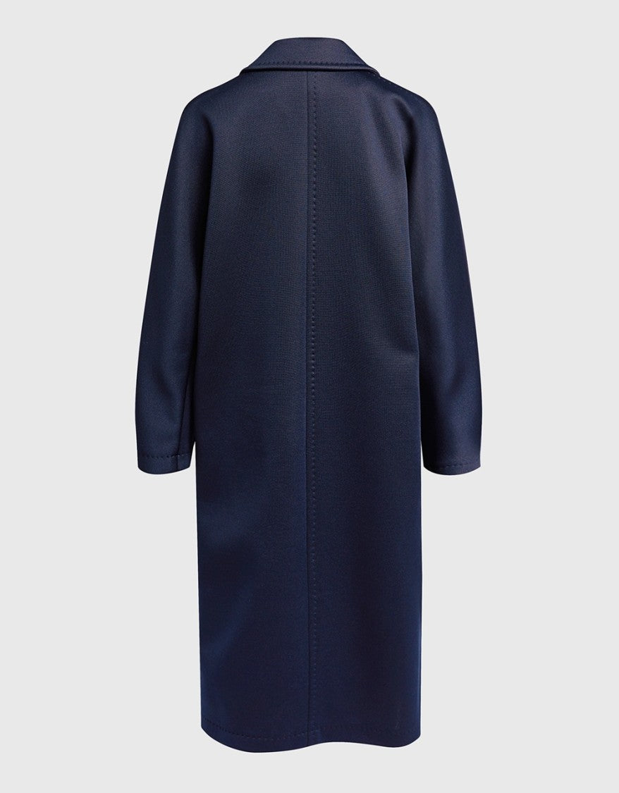 Max Mara Double-Breasted Blue Coat With Classic Lapel
