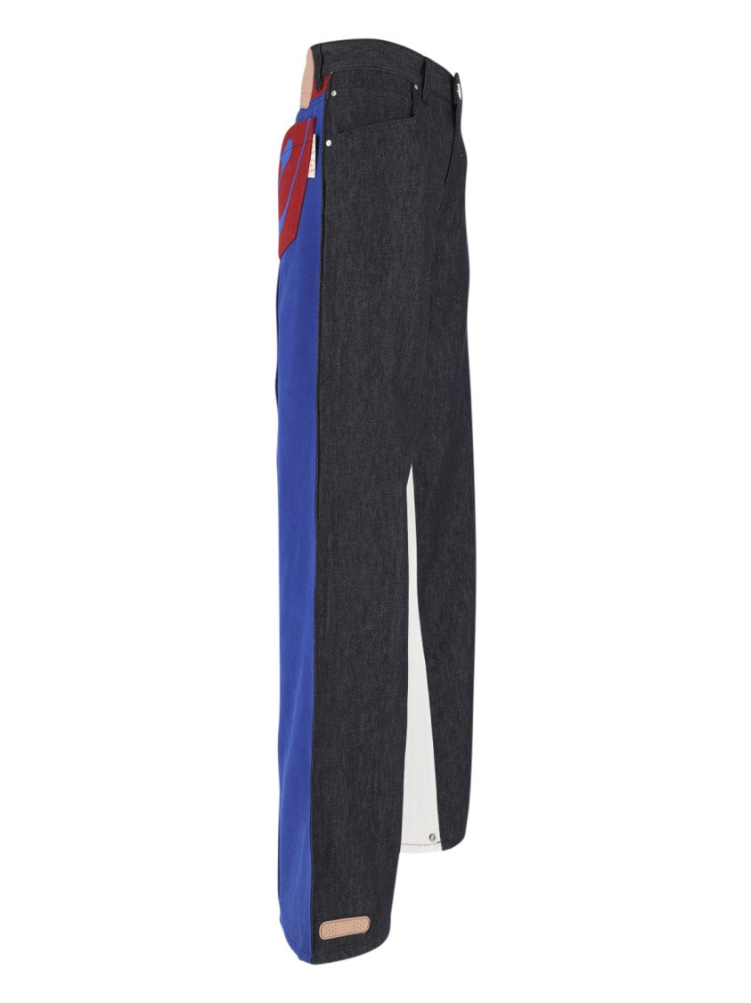 Pdf Black Color-Block Wide-Leg Denim Jeans
